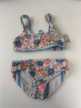 Maaji Girls Reversible Floral Two-Piece Swimsuit - Pink & Blue